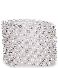 Cezanne Multi Row Crystal Pearl Coil Bracelet