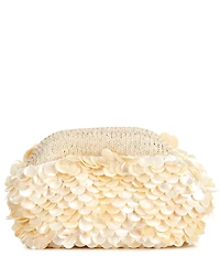 Cezanne Onda Shell Disc Raffia Frame Clutch