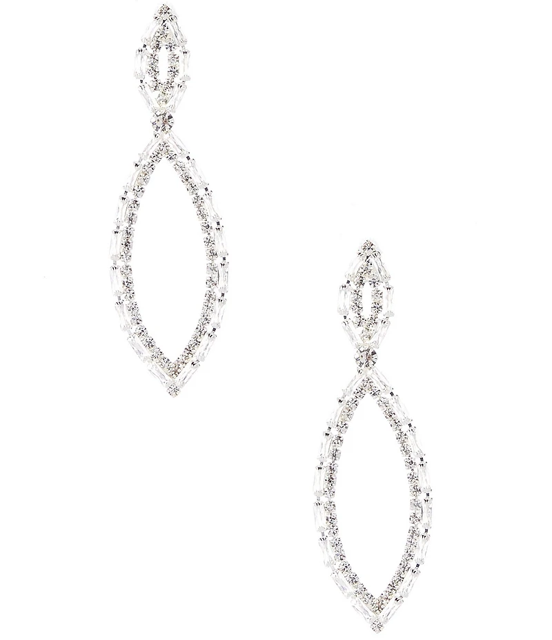Cezanne Open Navette Baguette Drop Earrings