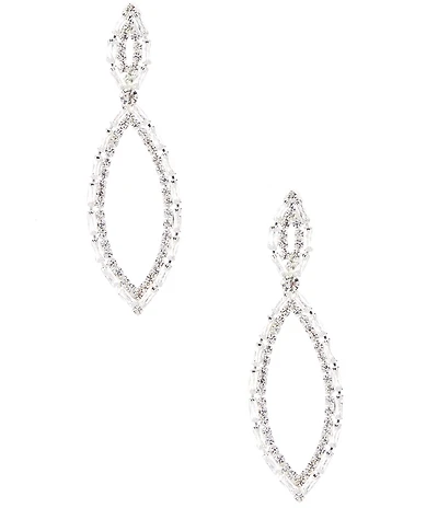 Cezanne Open Navette Baguette Drop Earrings