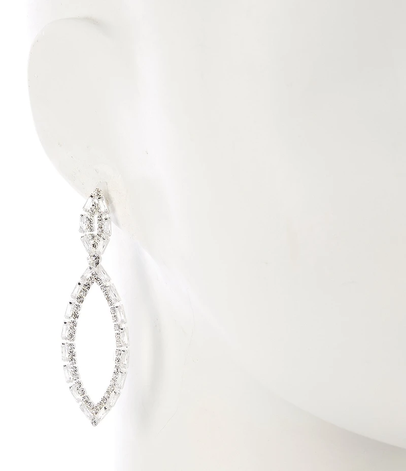 Cezanne Open Navette Baguette Drop Earrings