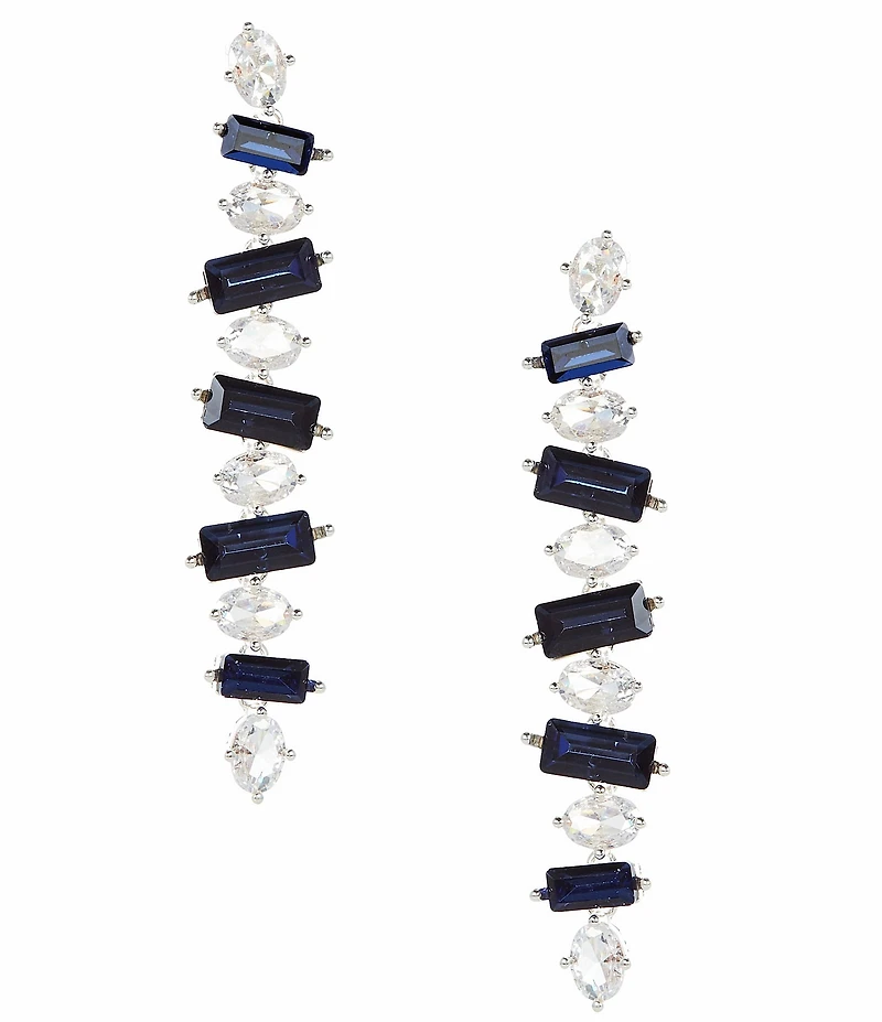 Cezanne Oval & Montana Rectangle Stone Linear Earrings