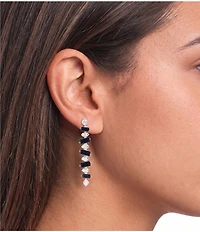 Cezanne Oval & Montana Rectangle Stone Linear Earrings