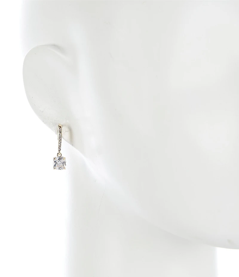 Cezanne Pave Cushion CZ Crystal Drop Earrings