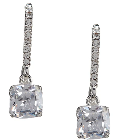 Cezanne Pave Cushion CZ Crystal Drop Earrings