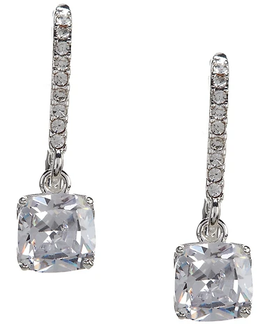 Cezanne Pave Cushion CZ Crystal Drop Earrings