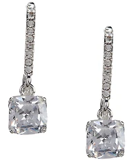 Cezanne Pave Cushion CZ Crystal Drop Earrings