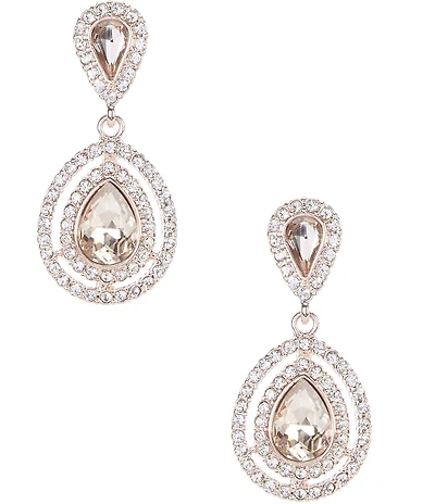 Cezanne Pave Double Crystal Tear Drop Earrings