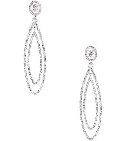 Cezanne Pave Metal Crystal Double Drop Earrings