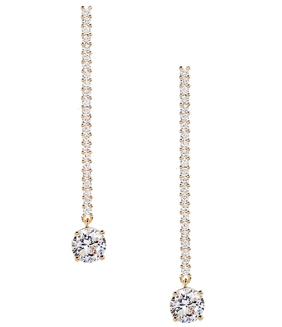 Cezanne Pave Stick Crystal CZ Round Stone Drop Earrings