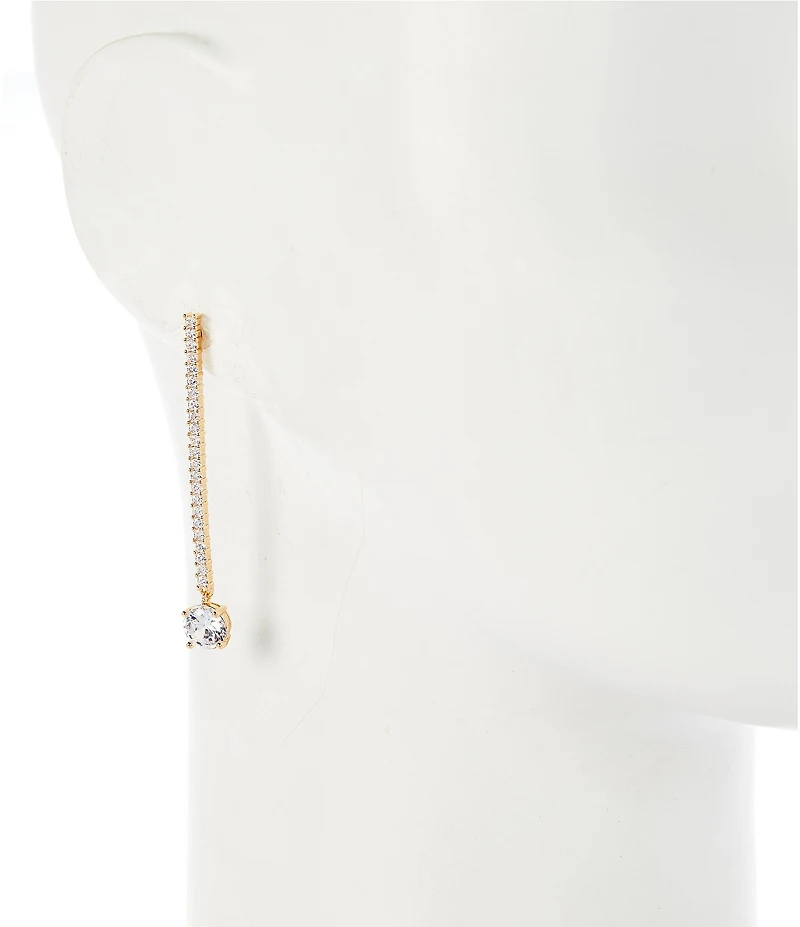 Cezanne Pave Stick Crystal CZ Round Stone Drop Earrings