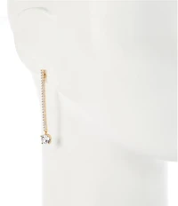 Cezanne Pave Stick Crystal CZ Round Stone Drop Earrings