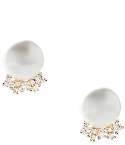 Cezanne Pearl Cab Crystal CZ Stone Stud Earrings