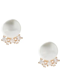 Cezanne Pearl Cab Crystal CZ Stone Stud Earrings