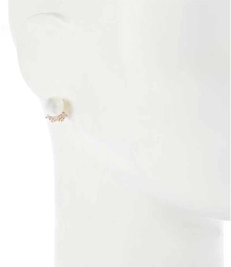 Cezanne Pearl Cab Crystal CZ Stone Stud Earrings