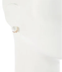 Cezanne Pearl Cab Crystal CZ Stone Stud Earrings