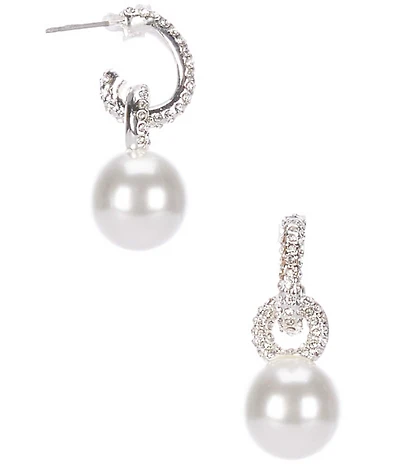 Cezanne Pearl Drop Pave Stone Drop Earrings