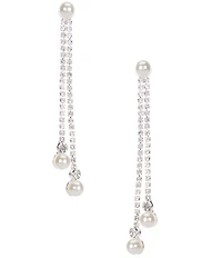 Cezanne Pearl Tassel Rhinestone Linear Earrings