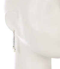 Cezanne Pearl Tassel Rhinestone Linear Earrings