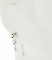 Cezanne Petite Pearl Rhinestone Mixed Linear Earrings