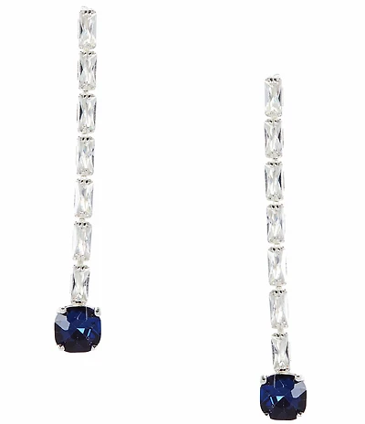 Cezanne Rectangle Rhinestone Chain Montana Stone Linear Earrings
