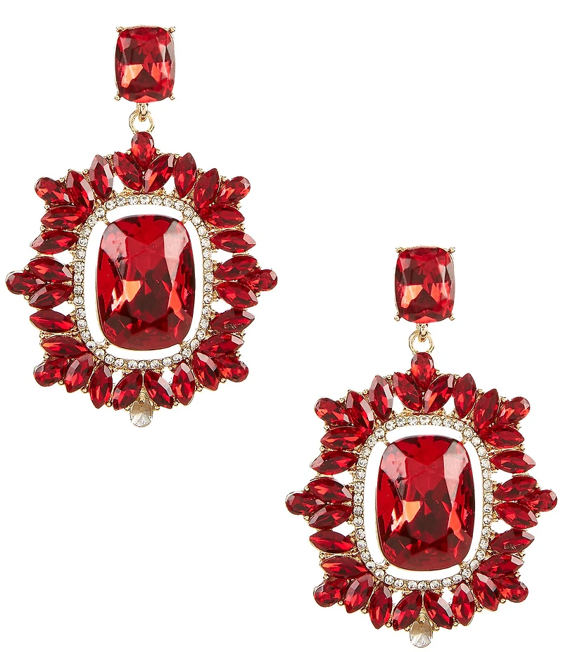 Cezanne Siam Crystal Pave Fancy Drop Earrings