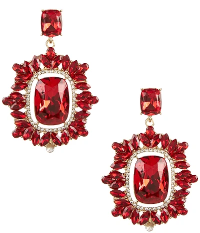 Cezanne Siam Crystal Pave Fancy Drop Earrings
