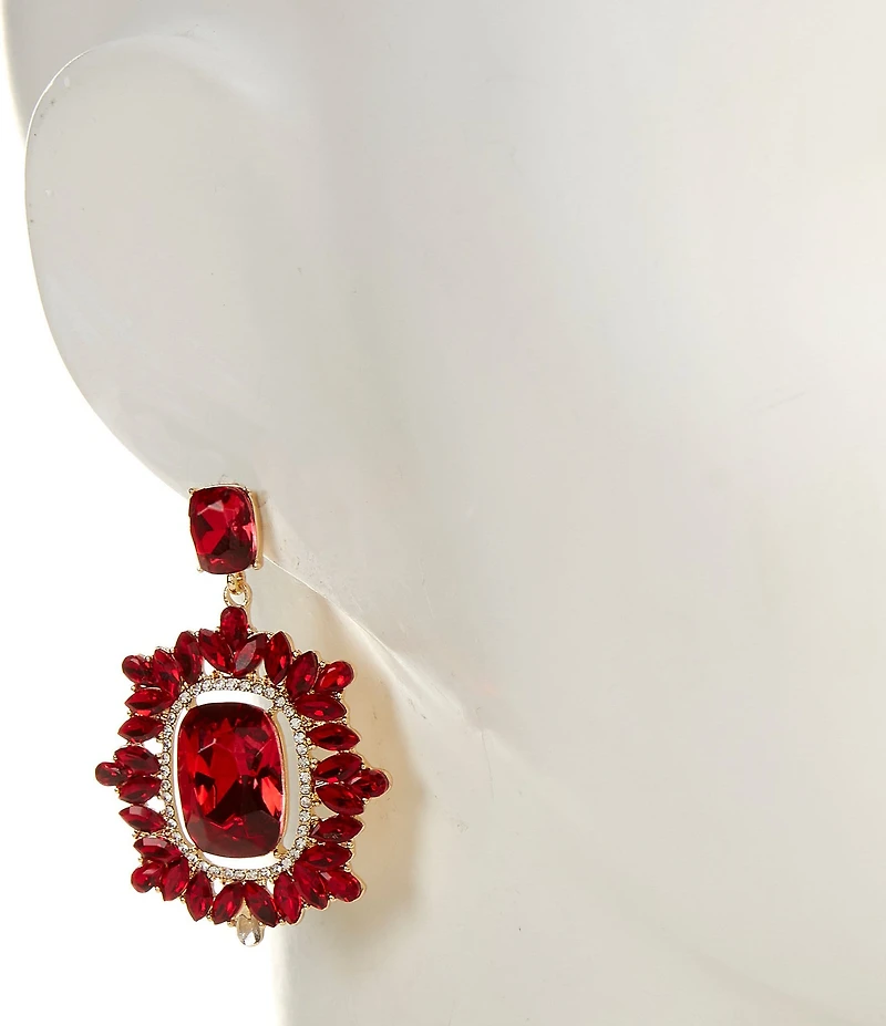 Cezanne Siam Crystal Pave Fancy Drop Earrings