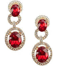 Cezanne Siam Oval Crystal Pave Drop Earrings