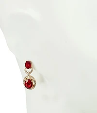 Cezanne Siam Oval Crystal Pave Drop Earrings