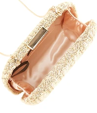 Cezanne Square Straw Metallic Minaudiere Clutch Bag