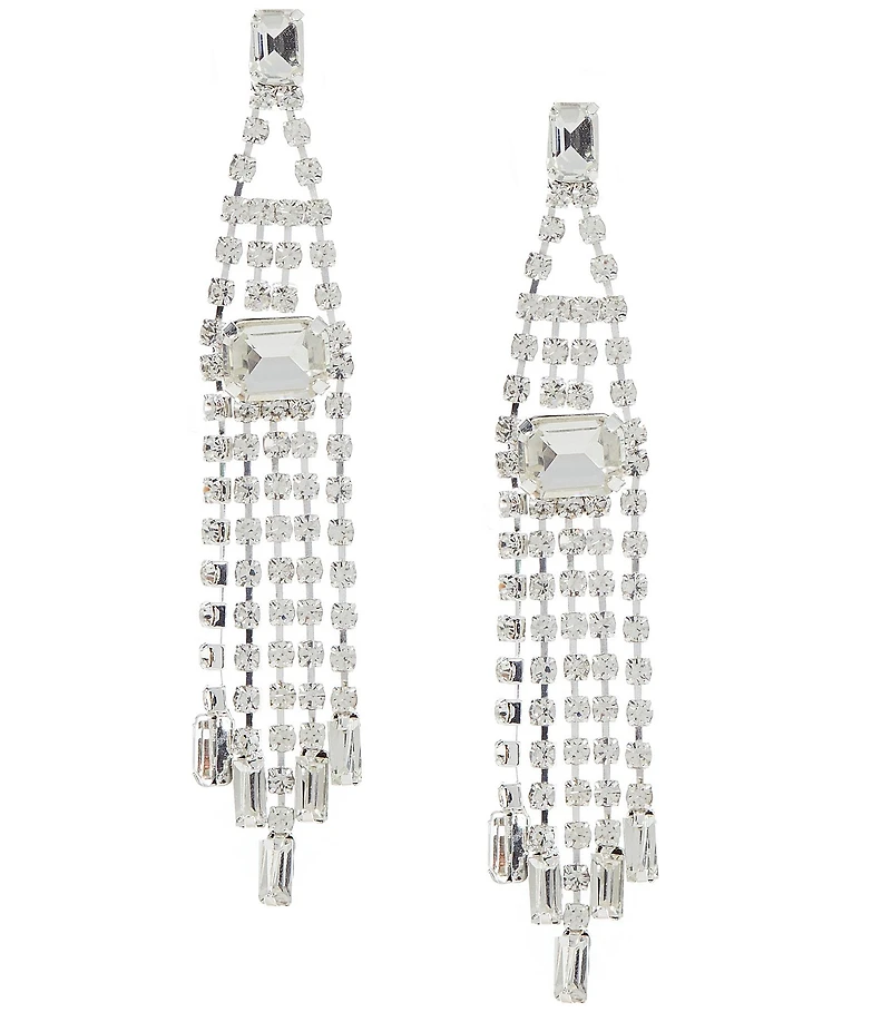 Cezanne Tapered Skinny Fringe Chandelier Earrings