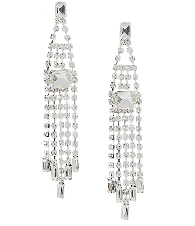 Cezanne Tapered Skinny Fringe Chandelier Earrings