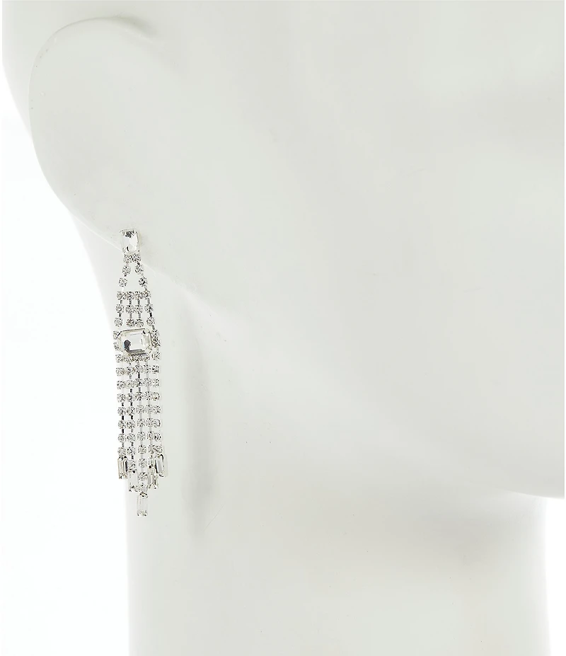 Cezanne Tapered Skinny Fringe Chandelier Earrings