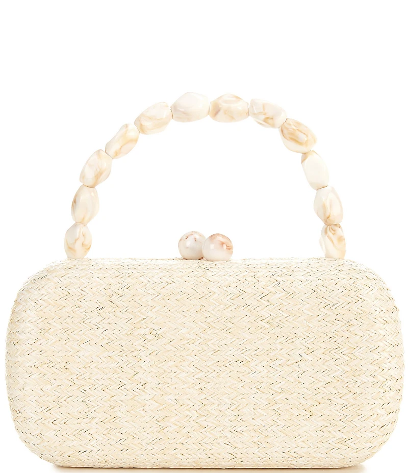 Cezanne Tatum Clutch Minaudiere Straw Kisslock Clutch Bag