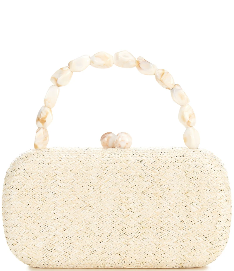 Cezanne Tatum Clutch Minaudiere Straw Kisslock Clutch Bag