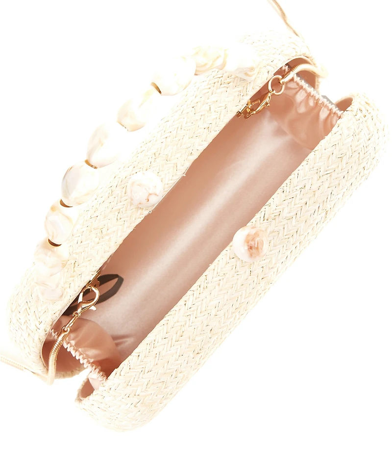 Cezanne Tatum Clutch Minaudiere Straw Kisslock Clutch Bag