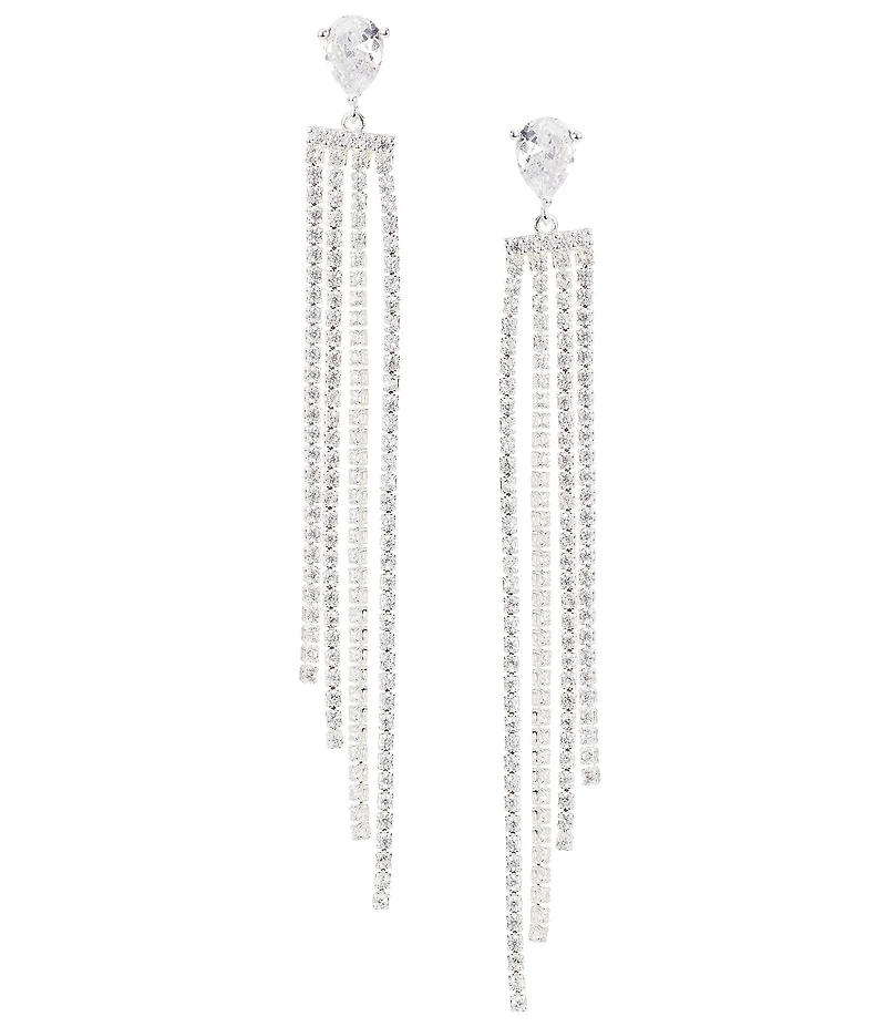 Cezanne Teardrop Graduating Rhinestone Chain Drop Earrings