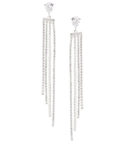 Cezanne Teardrop Graduating Rhinestone Chain Drop Earrings