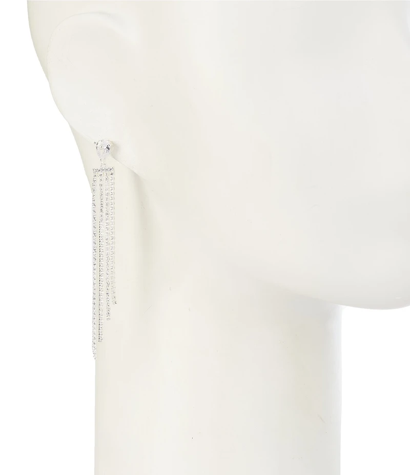 Cezanne Teardrop Graduating Rhinestone Chain Drop Earrings