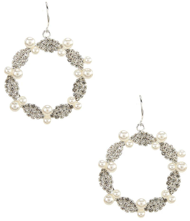 Cezanne Wreath Inspired Crystal Pearl Orbital Earrings