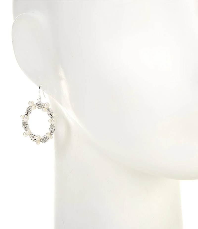 Cezanne Wreath Inspired Crystal Pearl Orbital Earrings