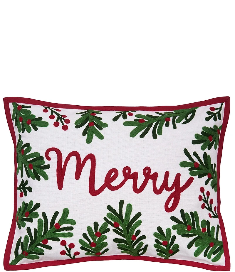 C&F Home Holiday Collection Botanical Christmas Merry Throw Pillow