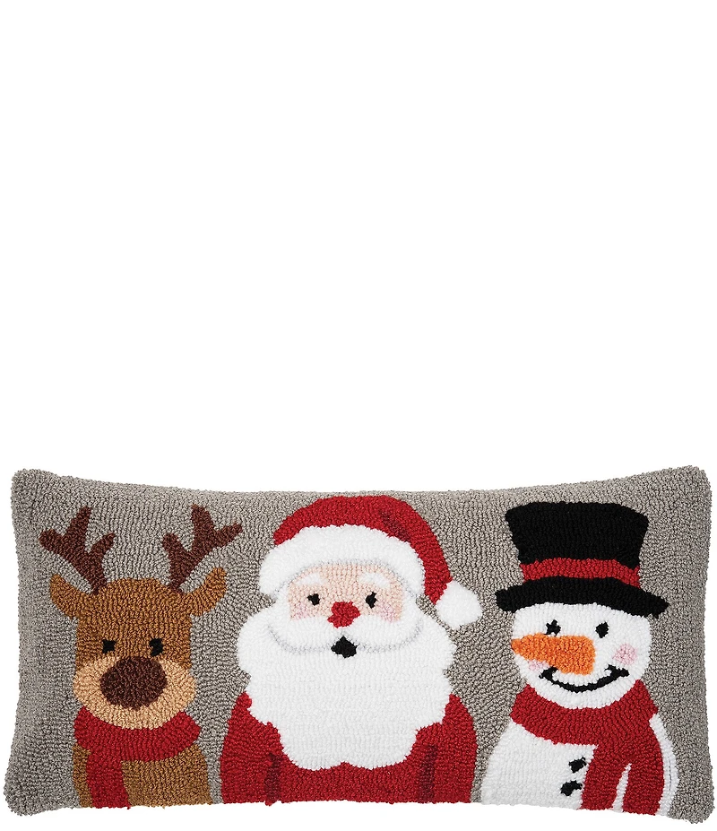 C&F Home Holiday Collection Christmas Buddies Trio Hooked Lumbar Pillow