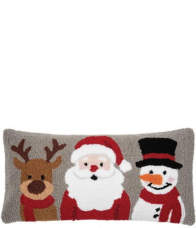 C&F Home Holiday Collection Christmas Buddies Trio Hooked Lumbar Pillow