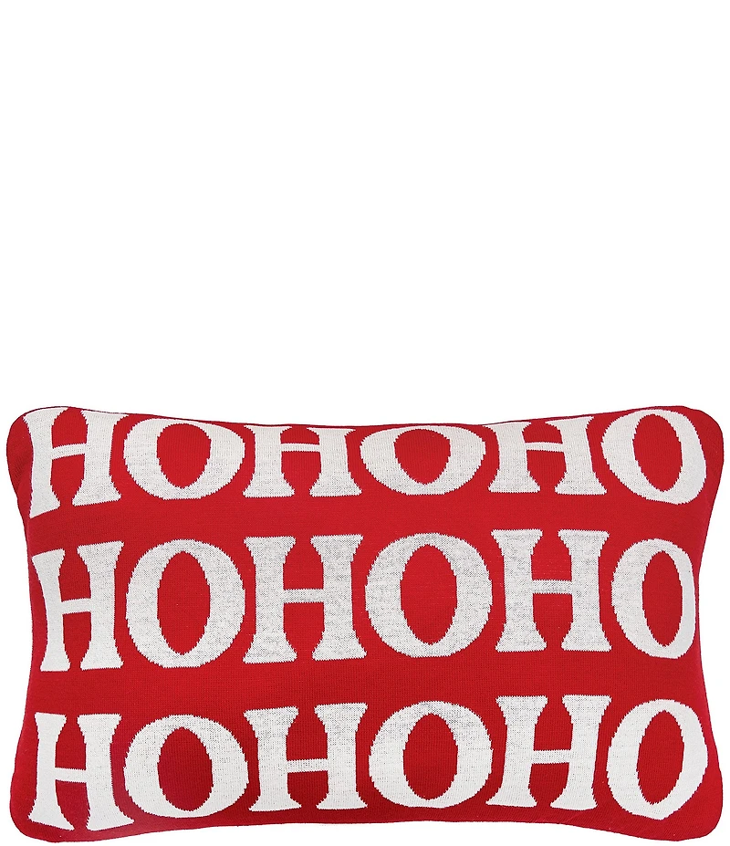 C&F Home Holiday Collection Ho Ho Ho Reversible Knitted Throw Pillow