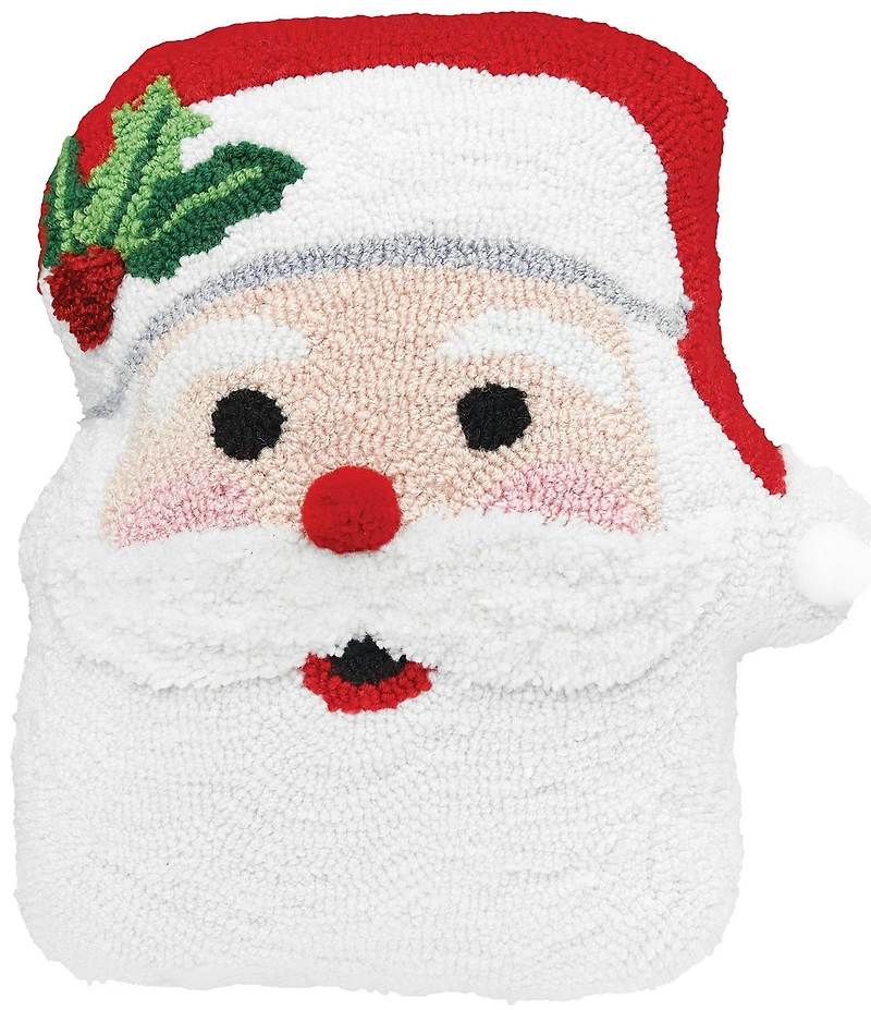 C&F Home Holiday Collection St. Nick Santa Claus Christmas Shaped Hooked Throw Pillow