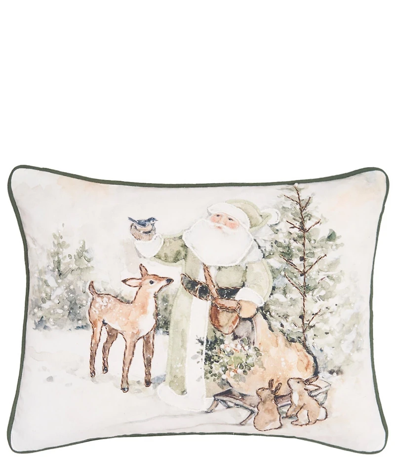 C&F Home Holiday Collection Winter Santa and Animals Lumbar Pillow