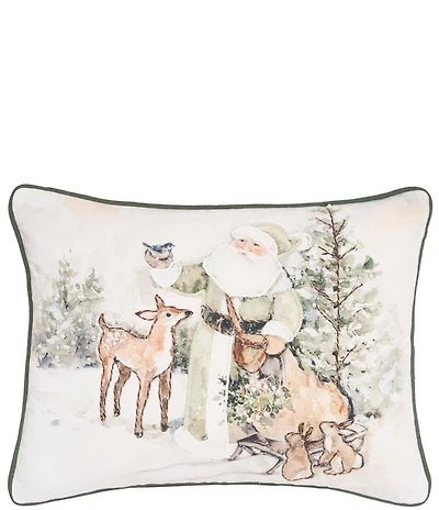 C&F Home Holiday Collection Winter Santa and Animals Lumbar Pillow