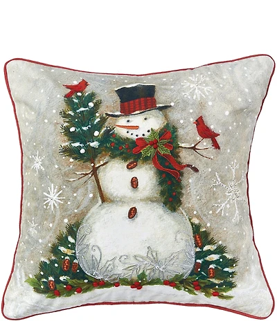 C&F Home Holiday Collection Woodland Snowman Decorative Throw Pillow